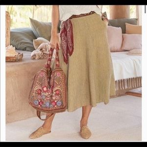 Sundance Linen Midi Skirt XS Petite